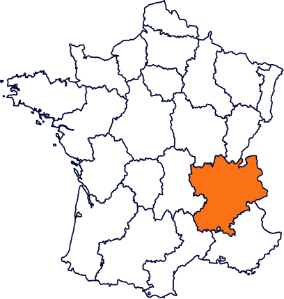Rhône-Alpes : Carte de France et Localisation Régionale Carte de France mettant en évidence la région Rhône-Alpes colorée en orange.